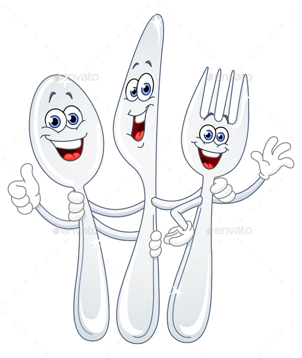 Spoon Knife and Fork Cartoon by yayayoyo GraphicRiver